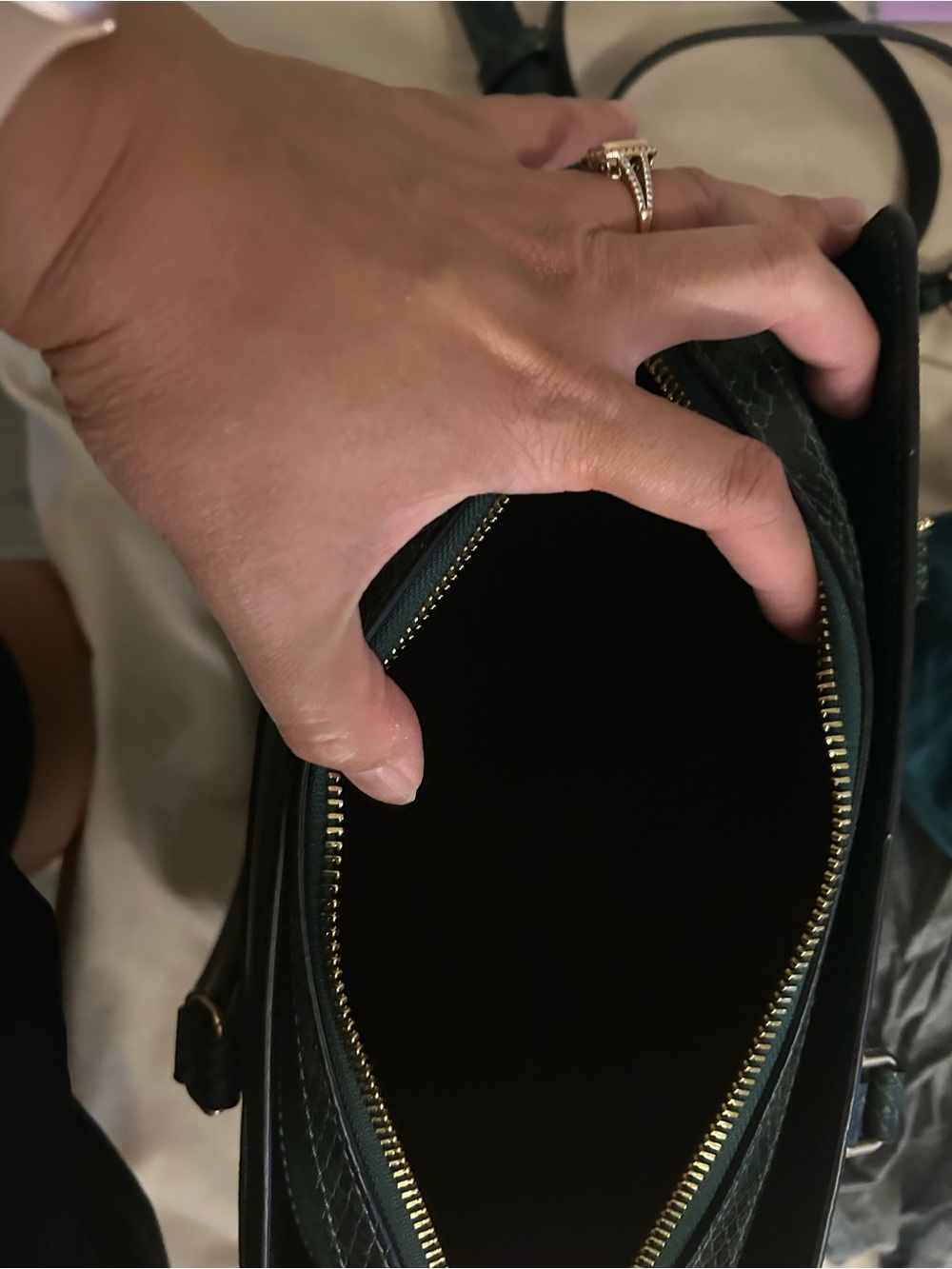 COACH Darcie Carryall Green Leather Satchel with Gold Hardware - Picture 5 of 7